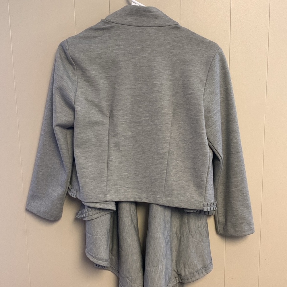Ryu Grey Jacket Size M Ribbon Patterned Front, Heavy Poly Spandex - Picture 3 of 7